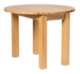 Hallowood Furniture Waverly Drop Leaf Round Table With 4 Ladder Back Oak Chairs With Beige Fabric Seats - thumbnail 5