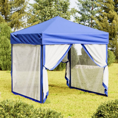 Walplus Folding Party Tent Garden Gazebo Canopy With Sidewalls Blue 2X2 M - image 1