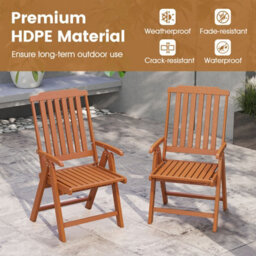 Gainoom Foldable Brown Patio Chair All-Weather Hdpe Outdoor Dining Chair - thumbnail 6
