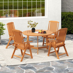 Gainoom Foldable Brown Patio Chair All-Weather Hdpe Outdoor Dining Chair - thumbnail 5