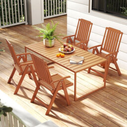 Gainoom Foldable Brown Patio Chair All-Weather Hdpe Outdoor Dining Chair - thumbnail 4