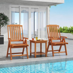 Gainoom Foldable Brown Patio Chair All-Weather Hdpe Outdoor Dining Chair - thumbnail 3
