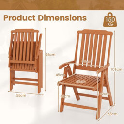 Gainoom Foldable Brown Patio Chair All-Weather Hdpe Outdoor Dining Chair - thumbnail 2