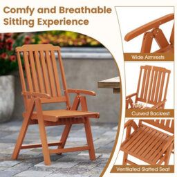 Gainoom Foldable Brown Patio Chair All-Weather Hdpe Outdoor Dining Chair - thumbnail 8