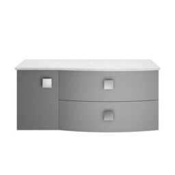 Balterley Gentleshaw Contemporary 2 Drawer Right-Hand Wall Hung Vanity Unit With White Marble Worktop, 1000mm - thumbnail 1
