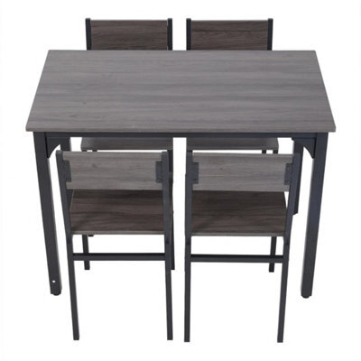 Grey Space Saving Dining Table And 4 Chairs Industrial Kitchen Furniture 5Pcs Set - image 1