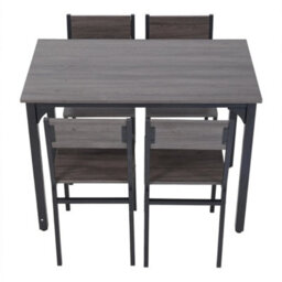 Grey Space Saving Dining Table And 4 Chairs Industrial Kitchen Furniture 5Pcs Set - thumbnail 1