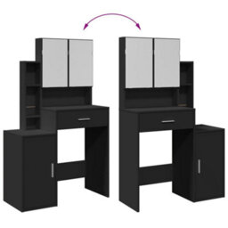 Berkfield Dressing Table With Cabinet Black 80X35X132 Cm - thumbnail 9