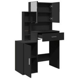 Berkfield Dressing Table With Cabinet Black 80X35X132 Cm - thumbnail 8