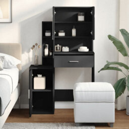 Berkfield Dressing Table With Cabinet Black 80X35X132 Cm - thumbnail 3