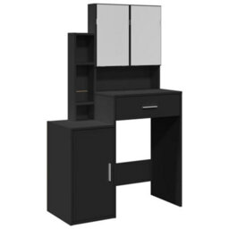 Berkfield Dressing Table With Cabinet Black 80X35X132 Cm - thumbnail 2