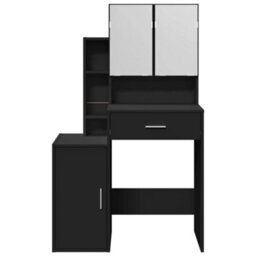 Berkfield Dressing Table With Cabinet Black 80X35X132 Cm - thumbnail 5
