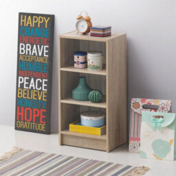 Small 3 Tier Cube Bookcase Display Shelving Storage Unit Furniture Sonoma Oak - thumbnail 3