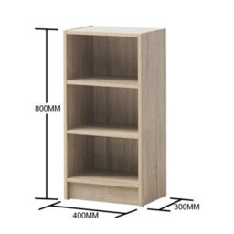 Small 3 Tier Cube Bookcase Display Shelving Storage Unit Furniture Sonoma Oak - thumbnail 2