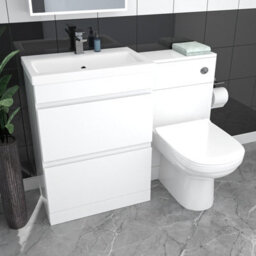 Nes Home White Floor Standing 600mm Vanity Unit 2 Drawers Wc Unit & Btw Toilet - thumbnail 3
