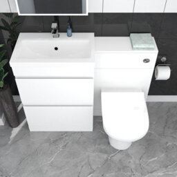 Nes Home White Floor Standing 600mm Vanity Unit 2 Drawers Wc Unit & Btw Toilet - thumbnail 2