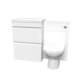 Nes Home White Floor Standing 600mm Vanity Unit 2 Drawers Wc Unit & Btw Toilet - thumbnail 4