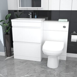 Nes Home White Floor Standing 600mm Vanity Unit 2 Drawers Wc Unit & Btw Toilet - thumbnail 1