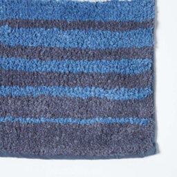 Homescapes Blue And White Stripe Cotton Bath Mat - thumbnail 2
