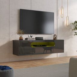 Keepreaper Sleek Floating Tv Stand With Led Light For 37-65 Inch Tvs, High Gloss Media Console For Living Room Bedroom, Black