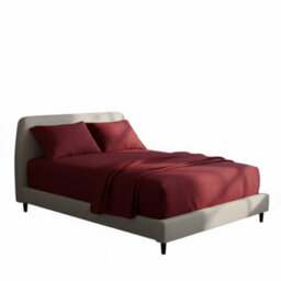 Soft Plain Brushed Cotton Fitted Flat Sheet Matching Pillowcases Set Red - thumbnail 2