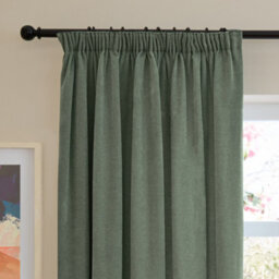 furn. Furn Soft Chenille Blackout Pencil Pleat Curtain Pair, Green, (W) 117 X (D) 137Cm - thumbnail 6