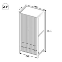 X Rocker Xr Living Dakota Two Door Wardrobe With Two Drawers And App Controlled Led Lights - Wild Oak - thumbnail 9