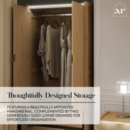 X Rocker Xr Living Dakota Two Door Wardrobe With Two Drawers And App Controlled Led Lights - Wild Oak - thumbnail 6