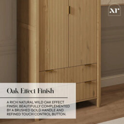 X Rocker Xr Living Dakota Two Door Wardrobe With Two Drawers And App Controlled Led Lights - Wild Oak - thumbnail 7