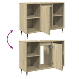 Berkfield Bathroom Cabinet Sonoma Oak 80X33X60 Cm Engineered Wood - thumbnail 7