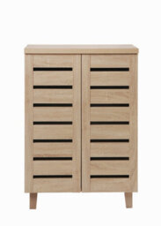 Timber Art Design 4 Tier Shoe Storage Cabinet 2 Door Cupboard Stand Rack Unit Sonoma Oak - thumbnail 2