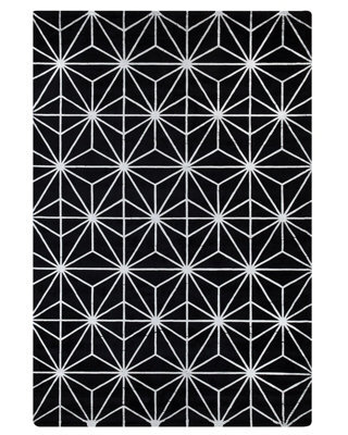 Beliani Black Silver Geometric Area Rug, Handwoven Viscose-Cotton, 160 X 230 Cm - image 1