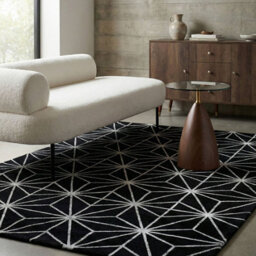 Beliani Black Silver Geometric Area Rug, Handwoven Viscose-Cotton, 160 X 230 Cm - thumbnail 2
