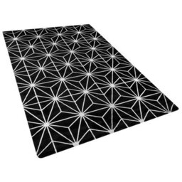 Beliani Black Silver Geometric Area Rug, Handwoven Viscose-Cotton, 160 X 230 Cm - thumbnail 3