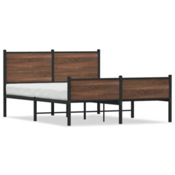 Berkfield Metal Bed Frame Without Mattress Brown Oak 150X200 Cm King Size - thumbnail 2