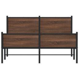 Berkfield Metal Bed Frame Without Mattress Brown Oak 150X200 Cm King Size - thumbnail 5