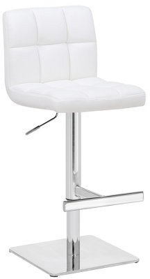 Lamboro Allegro Deluxe Kitchen Bar Stool, Adjustable Swivel, Chrome Footrest & Weighted Base, White - image 1
