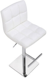 Lamboro Allegro Deluxe Kitchen Bar Stool, Adjustable Swivel, Chrome Footrest & Weighted Base, White - thumbnail 6