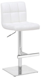 Lamboro Allegro Deluxe Kitchen Bar Stool, Adjustable Swivel, Chrome Footrest & Weighted Base, White - thumbnail 1