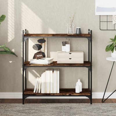 Berkfield Bookcase 3-Tier Smoked Oak 80X30X86 Cm Engineered Wood - image 1