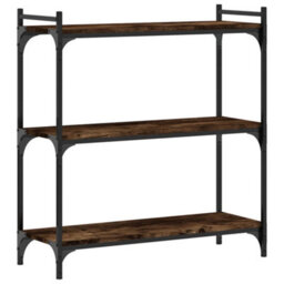 Berkfield Bookcase 3-Tier Smoked Oak 80X30X86 Cm Engineered Wood - thumbnail 6