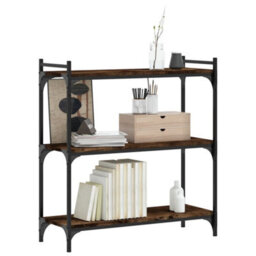 Berkfield Bookcase 3-Tier Smoked Oak 80X30X86 Cm Engineered Wood - thumbnail 3