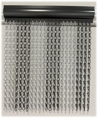 Curtains at Home Grey & Silver Aluminium Chain Curtain Metal Door Curtain Insect Or Fly Screen Double Hook - Extra Wide - 120Cm X 210Cm - image 1