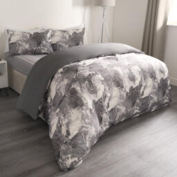 OHS Marble Duvet Cover Set Quilt Bedding Reversible, Grey/white - Double - thumbnail 2