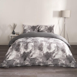 OHS Marble Duvet Cover Set Quilt Bedding Reversible, Grey/white - Double - thumbnail 1