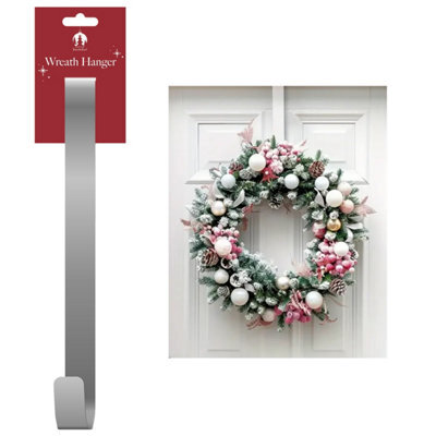 Tallon Silver Door Wreath Hanger Christmas Wreath Hook Metal Over Door Hanger - image 1