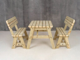 Arbor Garden Solutions Victoria Wooden Picnic Bench And Table Set, Rounded Outdoor Dining Set With Backrest(4Ft, Natural Finish) - thumbnail 2