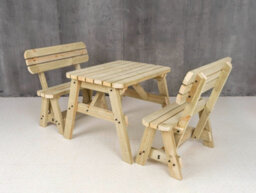 Arbor Garden Solutions Victoria Wooden Picnic Bench And Table Set, Rounded Outdoor Dining Set With Backrest(4Ft, Natural Finish) - thumbnail 3