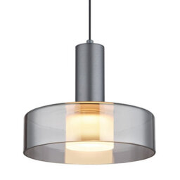 Luminosa Lighting Luminosa Grant Pendant Ceiling Light Grey Matt Smoke Glass Shade Led 3000K - thumbnail 3