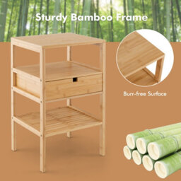Costway Set Of 2 Bamboo Nightstand 3-Tier Bedside Table W/ Storage Drawer - thumbnail 8